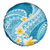 Plumeria Polynesian Sky Blue Glitter Pattern Spare Tire Cover
