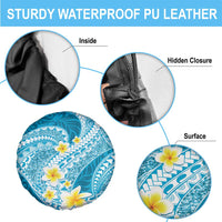 Plumeria Polynesian Sky Blue Glitter Pattern Spare Tire Cover