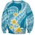 Plumeria Polynesian Sky Blue Glitter Pattern Sweatshirt