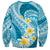 Plumeria Polynesian Sky Blue Glitter Pattern Sweatshirt