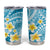 Plumeria Polynesian Sky Blue Glitter Pattern Tumbler Cup