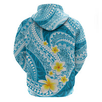 Plumeria Polynesian Sky Blue Glitter Pattern Zip Hoodie LT01 - Polynesian Pride