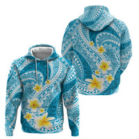 Plumeria Polynesian Sky Blue Glitter Pattern Zip Hoodie LT01 - Polynesian Pride