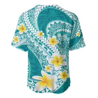 Plumeria Polynesian Teal Glitter Pattern Baseball Jersey LT01 - Polynesian Pride