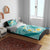 Plumeria Polynesian Teal Glitter Pattern Bedding Set