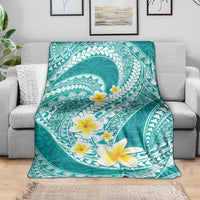 Plumeria Polynesian Teal Glitter Pattern Blanket