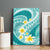 Plumeria Polynesian Teal Glitter Pattern Canvas Wall Art