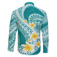 Plumeria Polynesian Teal Glitter Pattern Family Matching Tank Maxi Dress and Hawaiian Shirt LT01 - Polynesian Pride