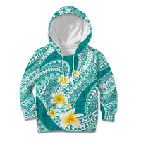 Plumeria Polynesian Teal Glitter Pattern Kid Hoodie