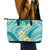 Plumeria Polynesian Teal Glitter Pattern Leather Tote Bag