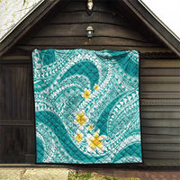 Plumeria Polynesian Teal Glitter Pattern Quilt LT01 - Polynesian Pride