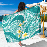 Plumeria Polynesian Teal Glitter Pattern Sarong