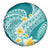Plumeria Polynesian Teal Glitter Pattern Spare Tire Cover