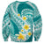 Plumeria Polynesian Teal Glitter Pattern Sweatshirt