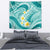 Plumeria Polynesian Teal Glitter Pattern Tapestry