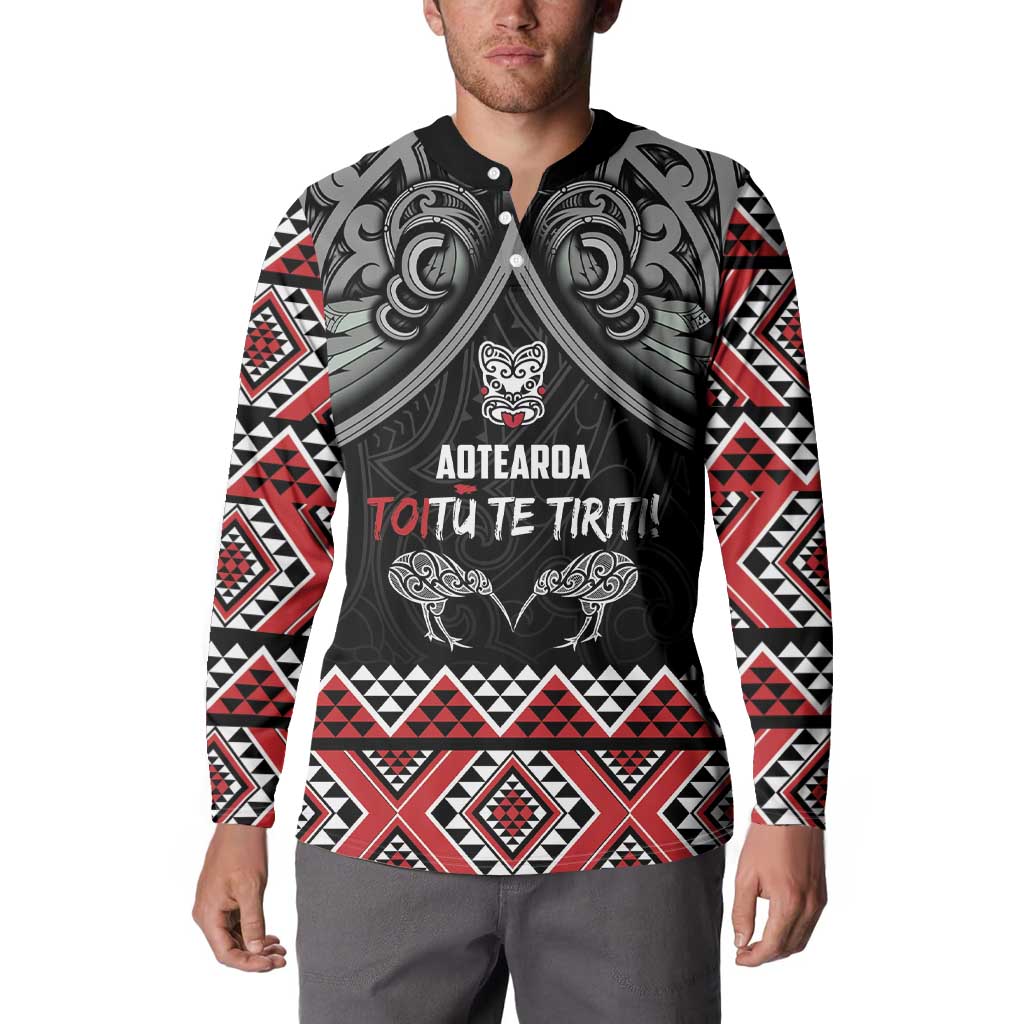 Aotearoa Toitu Te Tiriti Waitangi Button Sweatshirt Proud To Be Maori