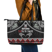 Aotearoa Toitu Te Tiriti Waitangi Leather Tote Bag Proud To Be Maori LT01 - Polynesian Pride