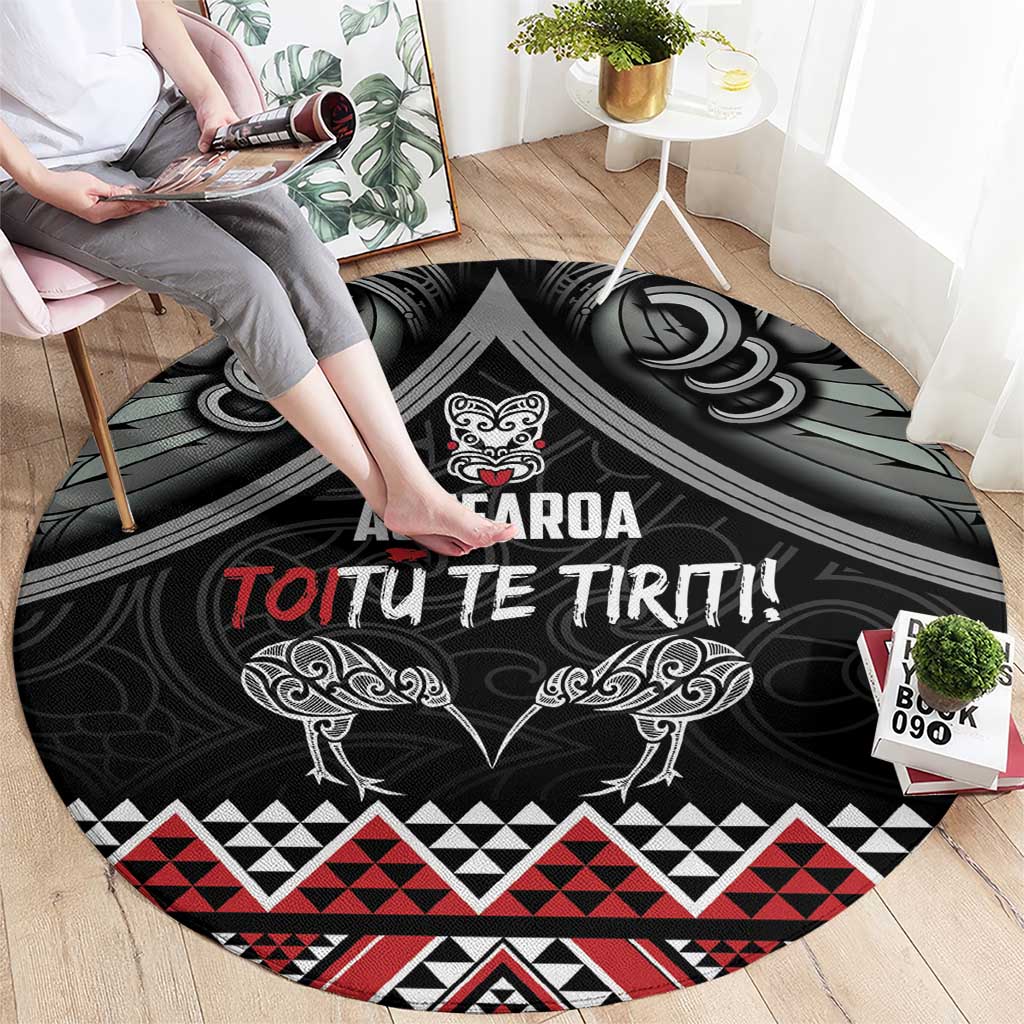 Aotearoa Toitu Te Tiriti Waitangi Round Carpet Proud To Be Maori LT01 - Polynesian Pride