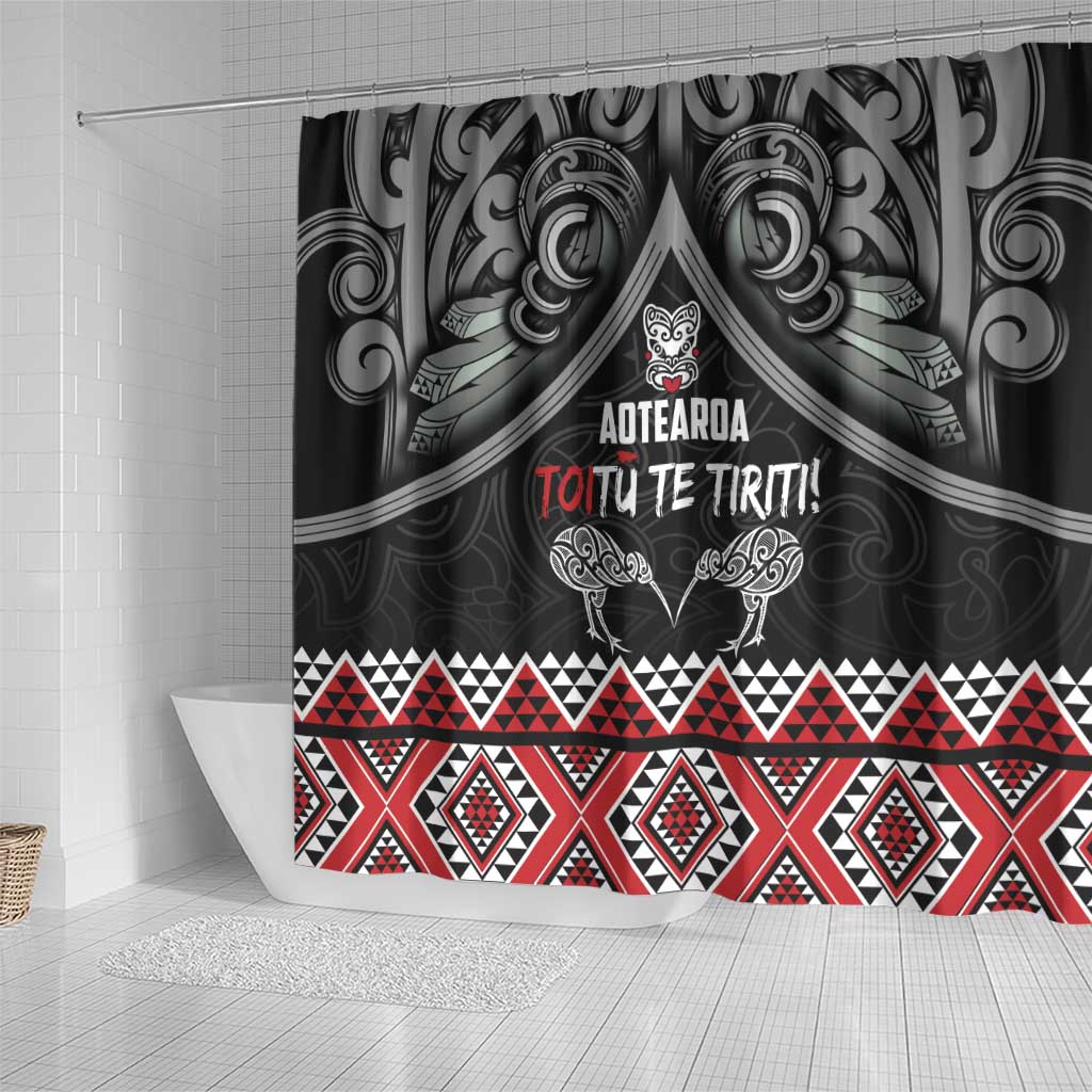 Aotearoa Toitu Te Tiriti Waitangi Shower Curtain Proud To Be Maori LT01 - Polynesian Pride