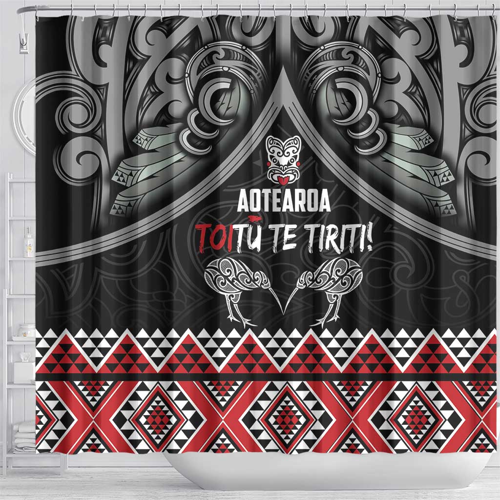 Aotearoa Toitu Te Tiriti Waitangi Shower Curtain Proud To Be Maori LT01 - Polynesian Pride