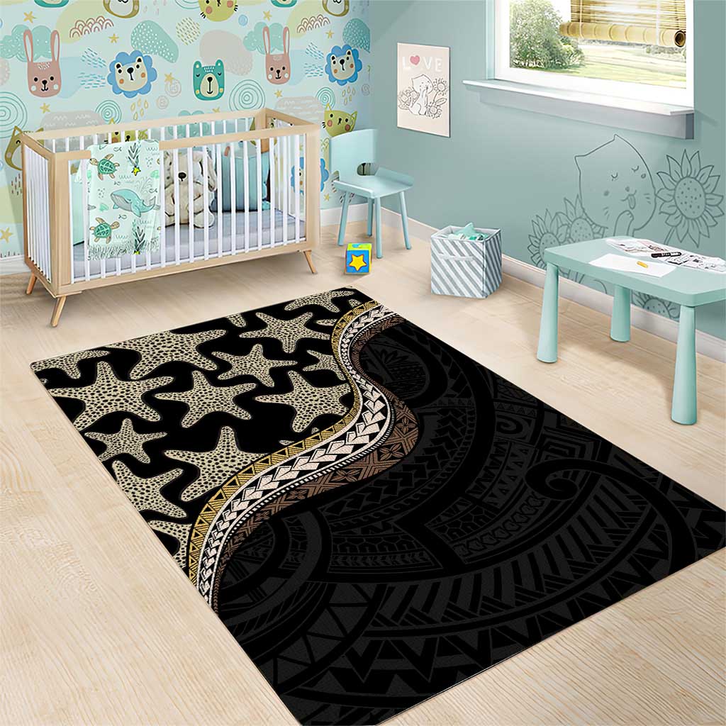 Beige Polynesian Starfish Unique Pattern Area Rug