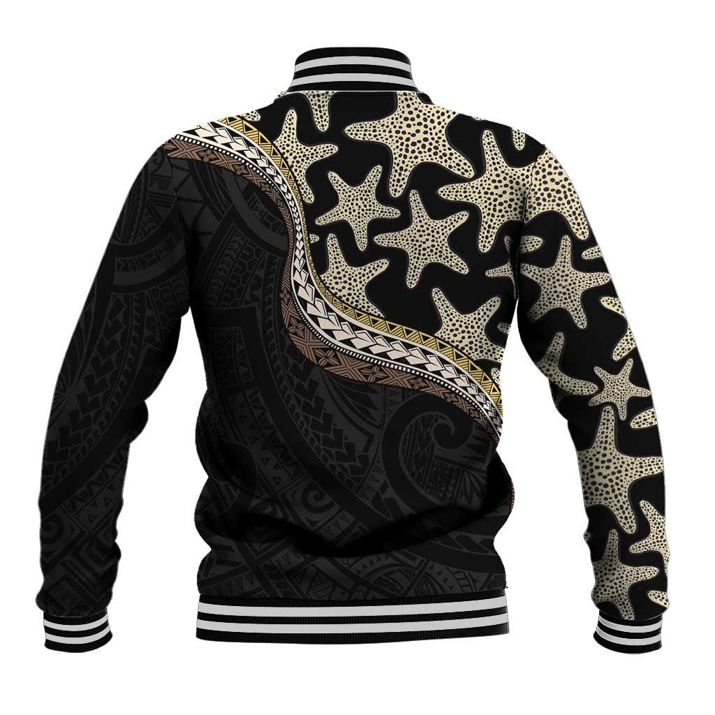 Beige Polynesian Starfish Unique Pattern Baseball Jacket