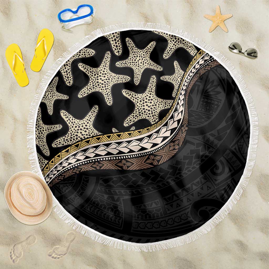 Beige Polynesian Starfish Unique Pattern Beach Blanket
