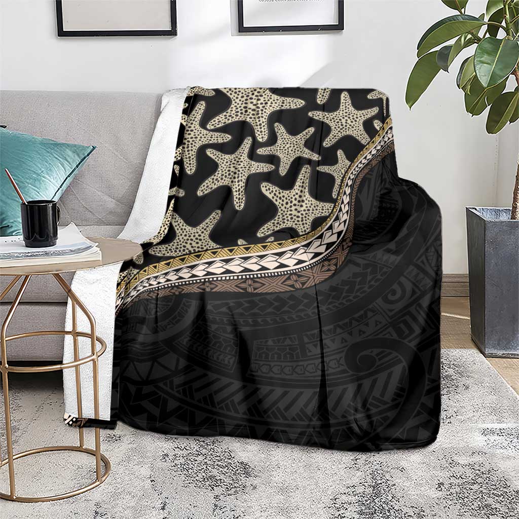 Beige Polynesian Starfish Unique Pattern Blanket