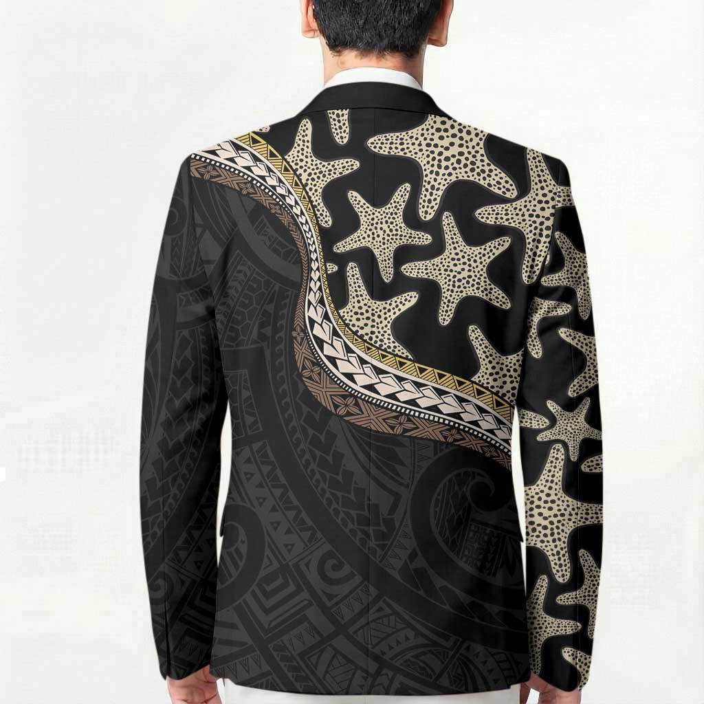 Beige Polynesian Starfish Unique Pattern Blazer