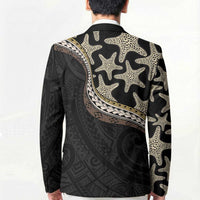 Beige Polynesian Starfish Unique Pattern Blazer
