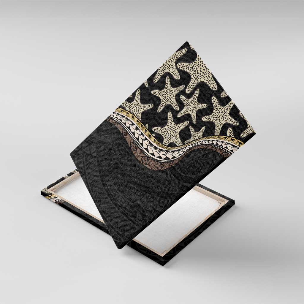 Beige Polynesian Starfish Unique Pattern Canvas Wall Art