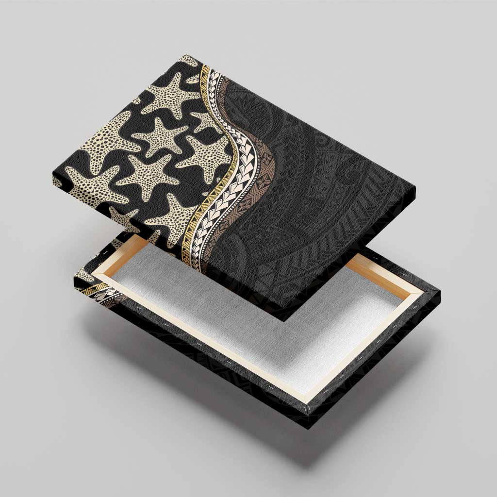 Beige Polynesian Starfish Unique Pattern Canvas Wall Art