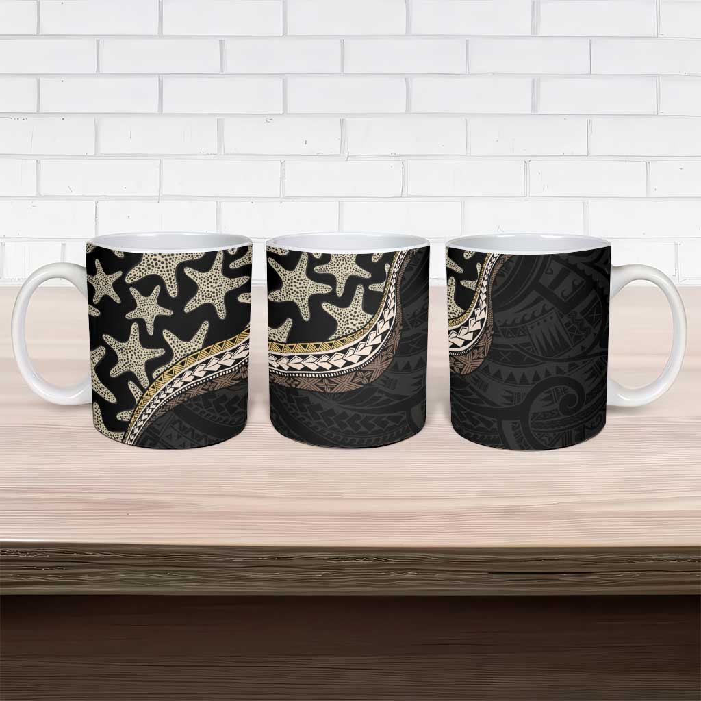Beige Polynesian Starfish Unique Pattern Ceramic Mug