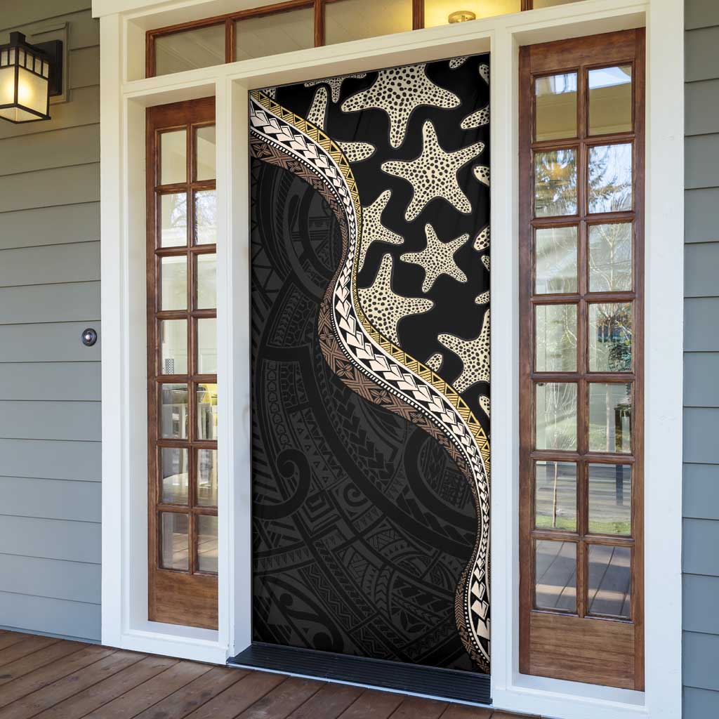 Beige Polynesian Starfish Unique Pattern Door Cover