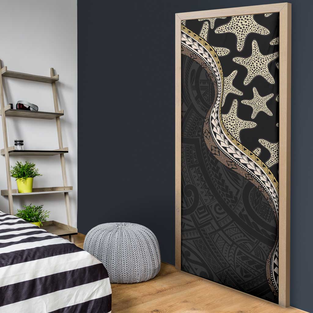Beige Polynesian Starfish Unique Pattern Door Cover