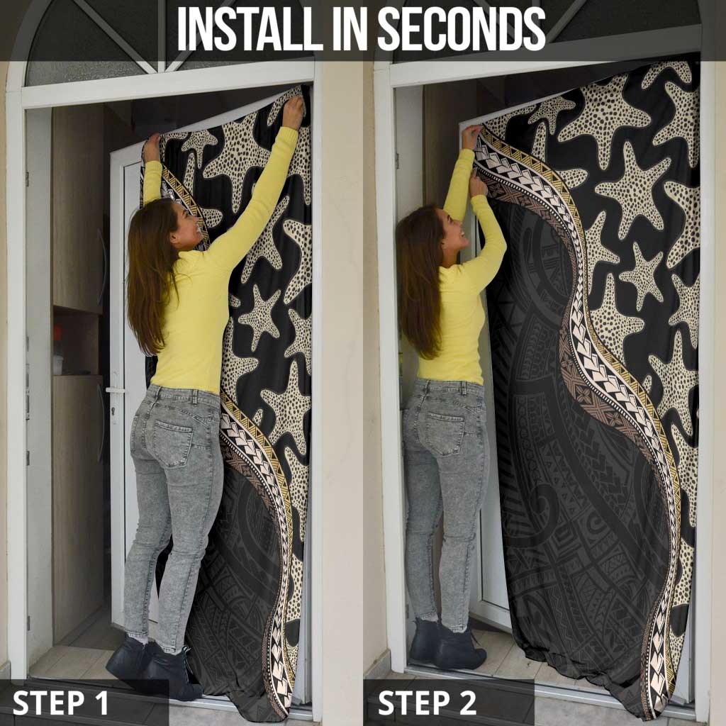 Beige Polynesian Starfish Unique Pattern Door Cover