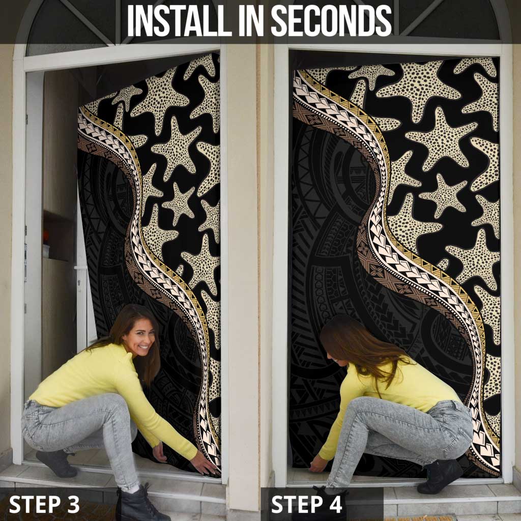 Beige Polynesian Starfish Unique Pattern Door Cover
