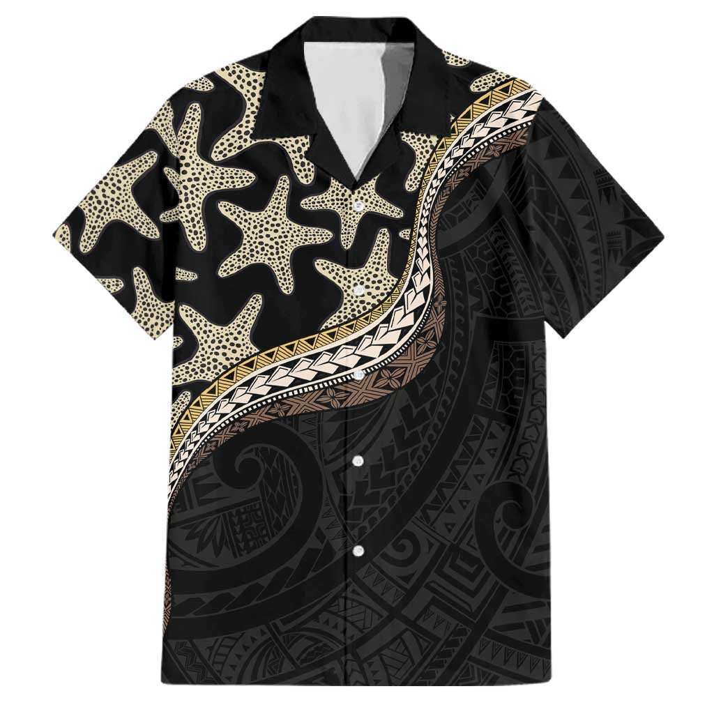 Beige Polynesian Starfish Unique Pattern Family Matching Puletasi and Hawaiian Shirt