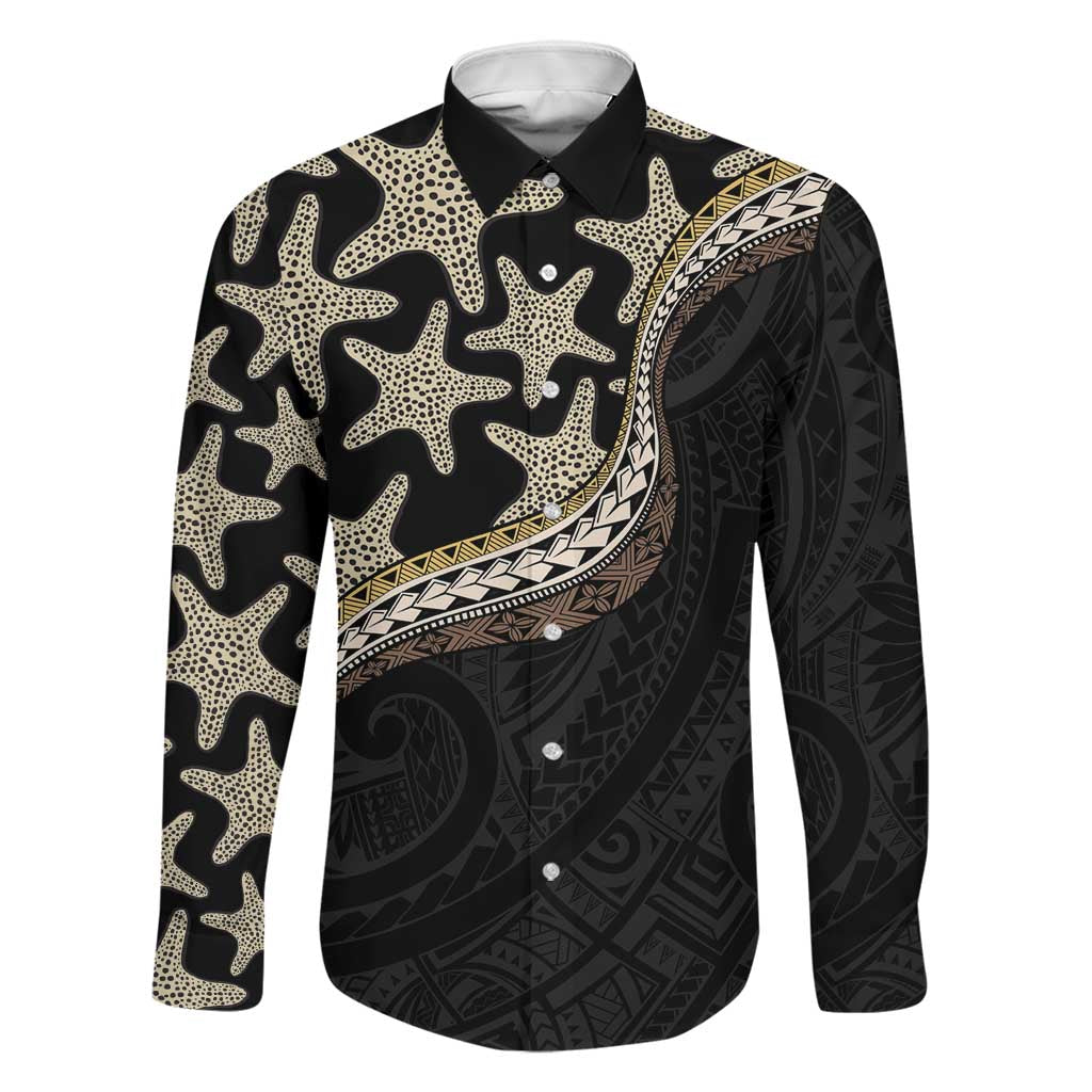Beige Polynesian Starfish Unique Pattern Family Matching Puletasi and Hawaiian Shirt