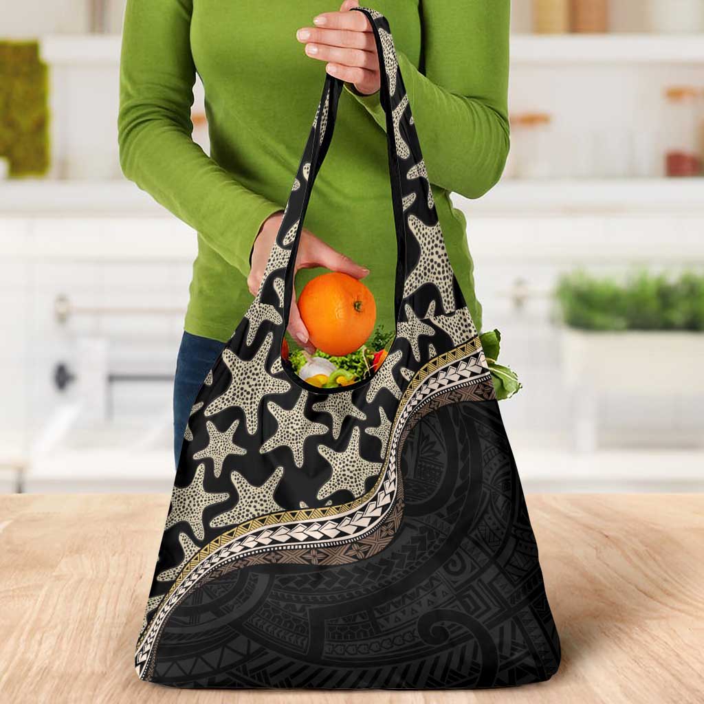 Beige Polynesian Starfish Unique Pattern Grocery Bag