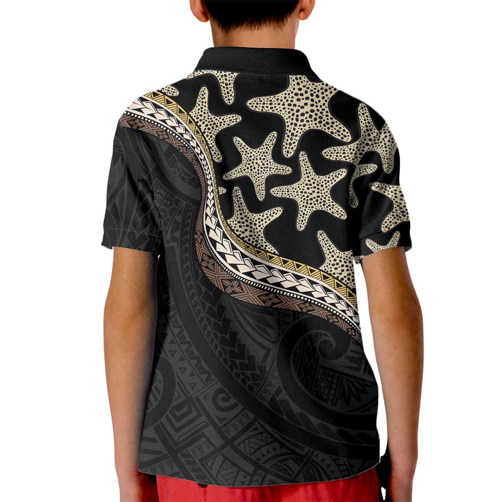 Beige Polynesian Starfish Unique Pattern Kid Polo Shirt