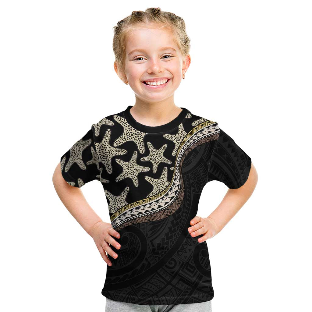 Beige Polynesian Starfish Unique Pattern Kid T Shirt