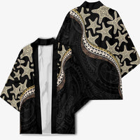 Beige Polynesian Starfish Unique Pattern Kimono