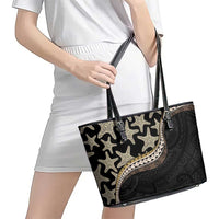 Beige Polynesian Starfish Unique Pattern Leather Tote Bag