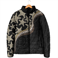 Beige Polynesian Starfish Unique Pattern Padded Jacket