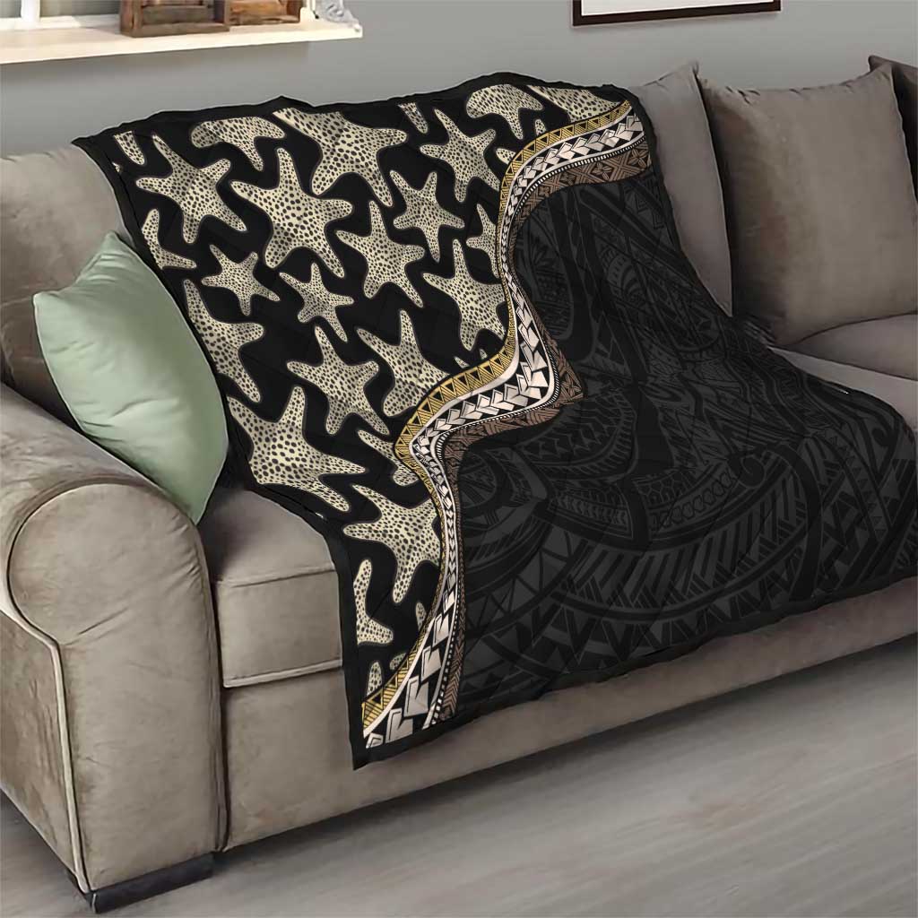 Beige Polynesian Starfish Unique Pattern Quilt