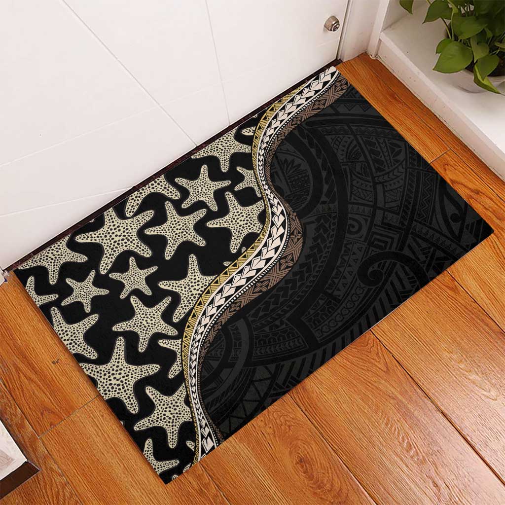 Beige Polynesian Starfish Unique Pattern Rubber Doormat