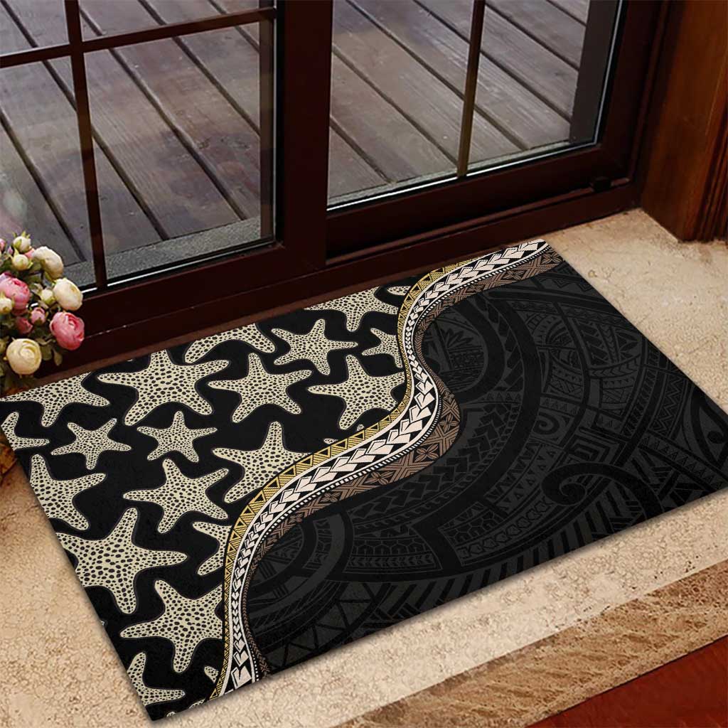 Beige Polynesian Starfish Unique Pattern Rubber Doormat