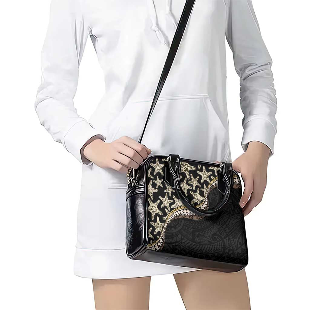 Beige Polynesian Starfish Unique Pattern Shoulder Handbag