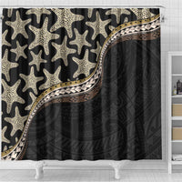 Beige Polynesian Starfish Unique Pattern Shower Curtain